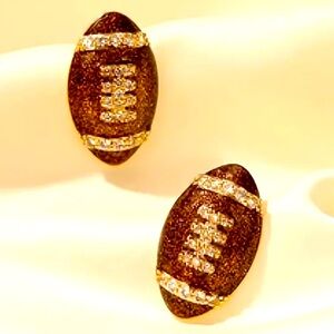 Football-Inspired Girl/ Women’s Dangle Earrings With Sparkling Rhineston…